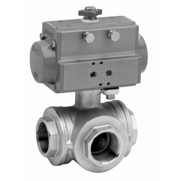 Pneumatically Actuated 3-Way Brass Ball Valves